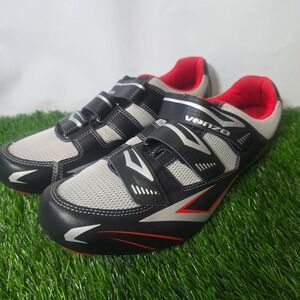 Venzo 10.5 Black Road Bike Cycling Shoes Mens Triple Strap Breathable Mesh